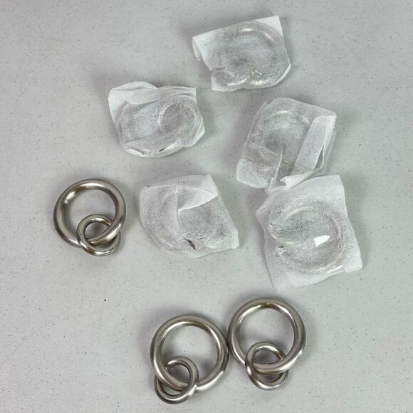 Pottery Barn Set of 8 Round Brushed Nickel Metal Round Ring - Picture 7 of 7